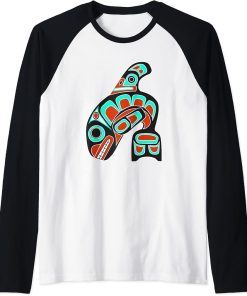 Orca Whale Native American Totem Tribal Haida Style Art Raglan Baseball Tee