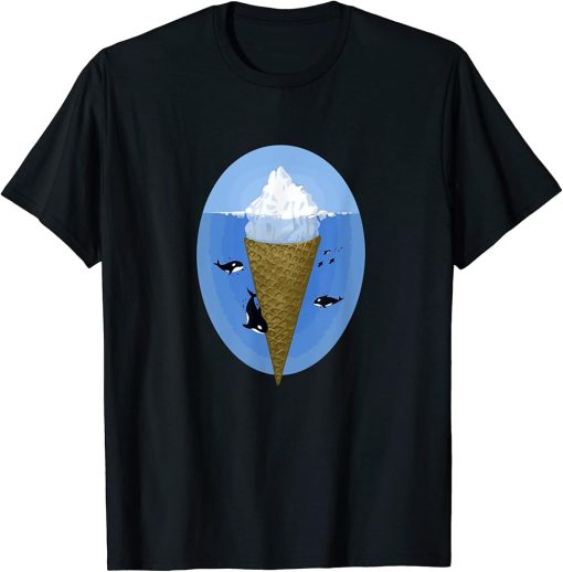 Iceberg ocean orca whale funny Ice cream cone T-Shirt