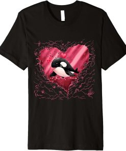 Orca Heart Funny Valentines Day Men Love orca Gifts Red Love Premium T-Shirt