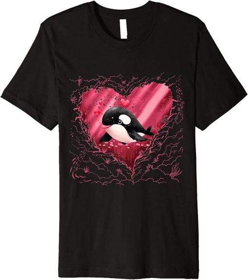 Orca Heart Funny Valentines Day Men Love orca Gifts Red Love Premium T-Shirt