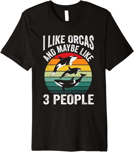 Vintage Retro I Like Orcas And 3 People Premium T-Shirt