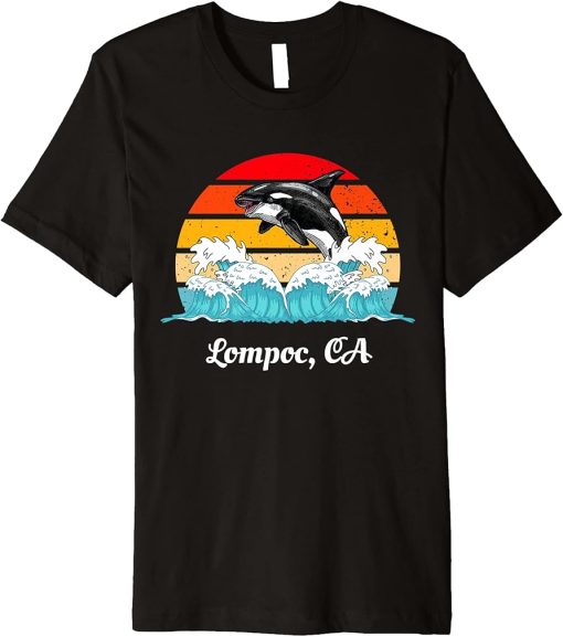 Vintage Lompoc CA Distressed Orca Killer Whale Art Premium T-Shirt